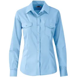 Ladies Long Sleeve Kensington Shirt Light Blue
